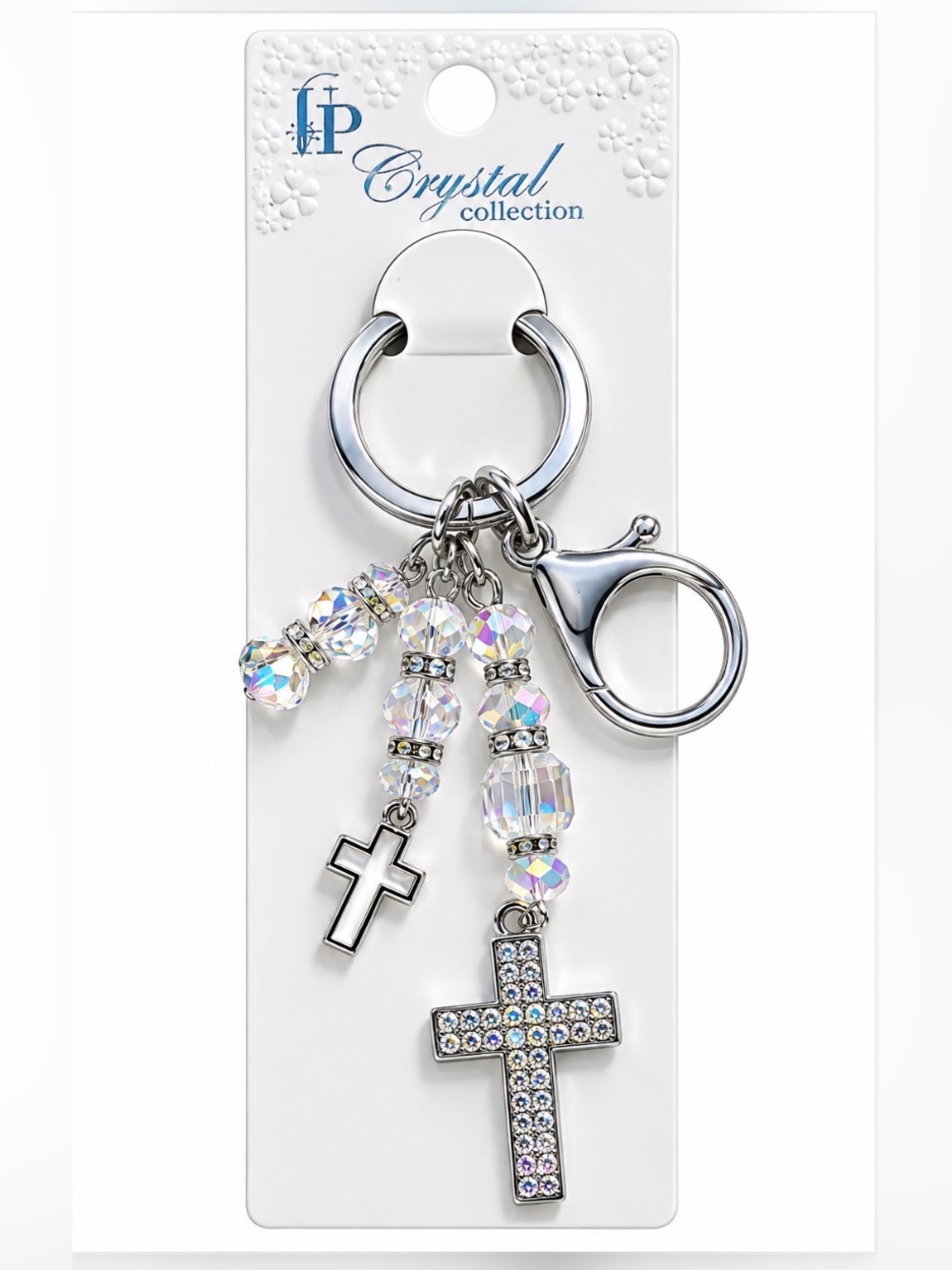 BUY NOW - Beautiful Silver Tone Crystal Cross Keychain